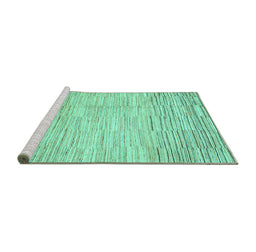 Sideview of Machine Washable Solid Turquoise Modern Area Rugs, wshabs1377turq