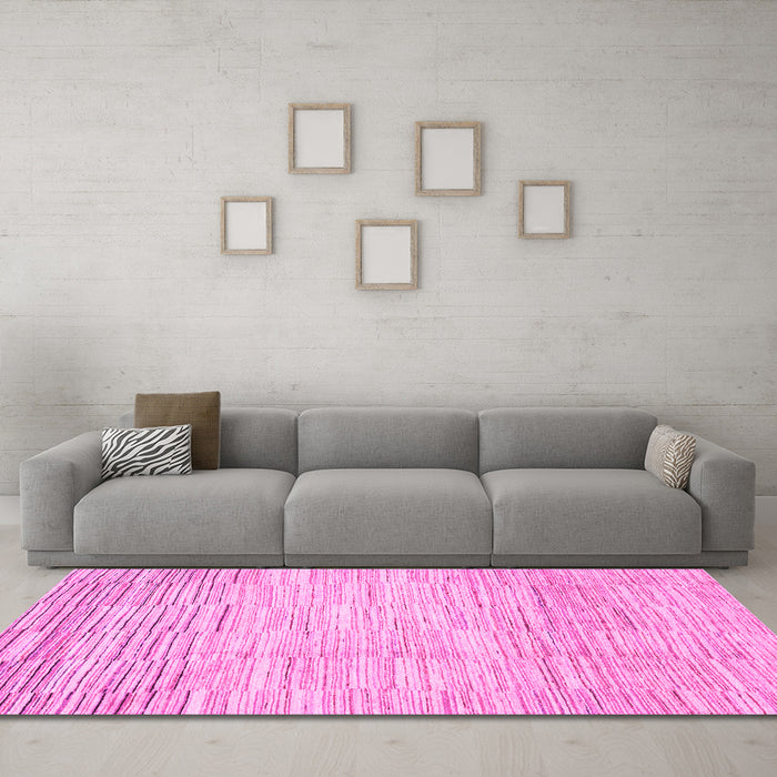 Machine Washable Solid Pink Modern Rug in a Living Room, wshabs1377pnk