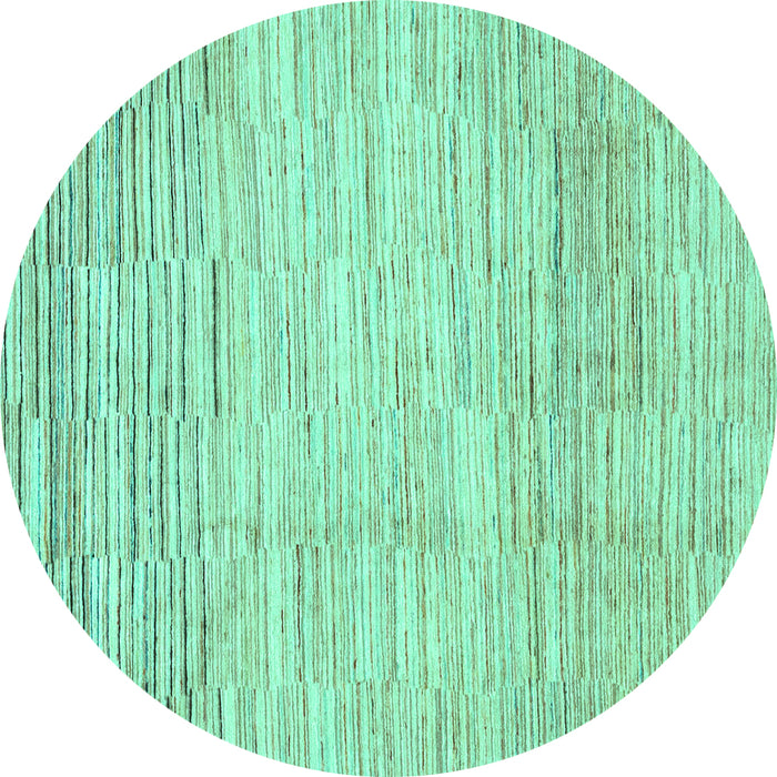 Round Machine Washable Solid Turquoise Modern Area Rugs, wshabs1377turq