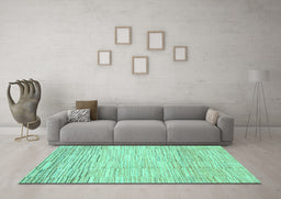 Machine Washable Solid Turquoise Modern Area Rugs in a Living Room,, wshabs1377turq