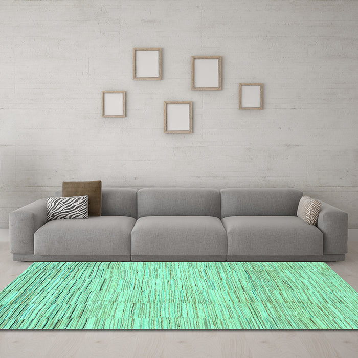 Machine Washable Solid Turquoise Modern Area Rugs in a Living Room,, wshabs1377turq