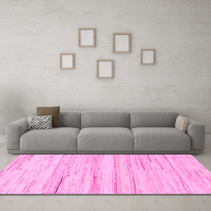 Machine Washable Solid Pink Modern Rug in a Living Room, wshabs1378pnk