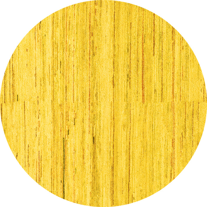 Round Machine Washable Solid Yellow Modern Rug, wshabs1378yw