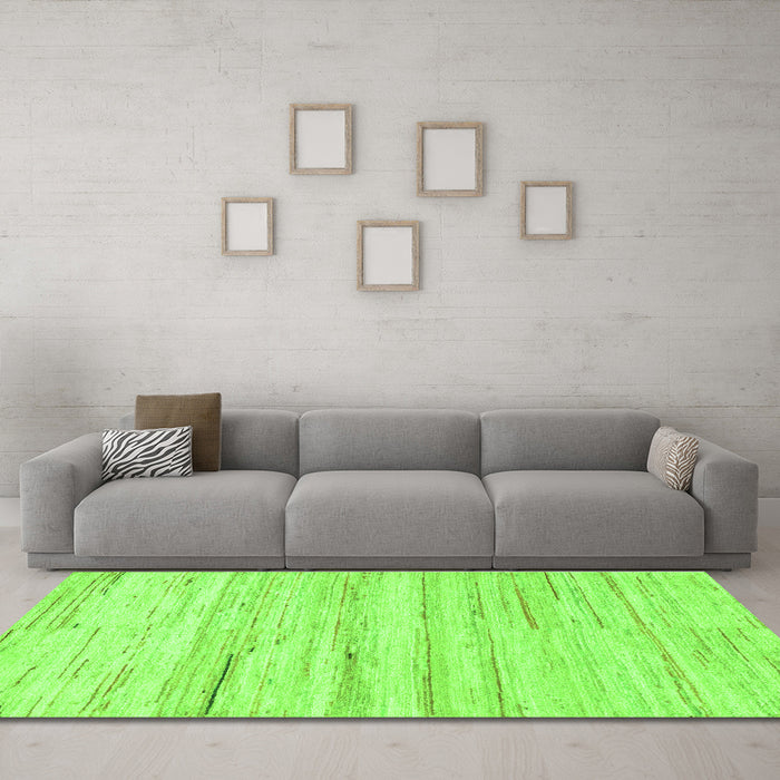 Machine Washable Solid Green Modern Area Rugs in a Living Room,, wshabs1378grn