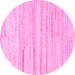 Round Machine Washable Solid Pink Modern Rug, wshabs1378pnk