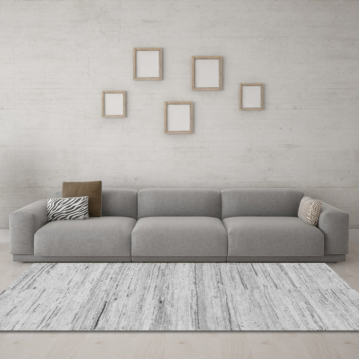 Machine Washable Solid Gray Modern Rug in a Living Room,, wshabs1378gry