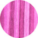 Round Machine Washable Abstract Pink Modern Rug, wshabs1379pnk