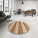 Round Abstract Brown Modern Rug in a Office, abs1379