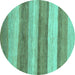 Round Abstract Turquoise Modern Rug, abs1379turq