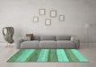 Machine Washable Abstract Turquoise Modern Area Rugs in a Living Room,, wshabs1379turq