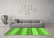 Machine Washable Abstract Green Modern Area Rugs in a Living Room,, wshabs1379grn