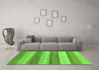 Machine Washable Abstract Green Modern Rug, wshabs1379grn