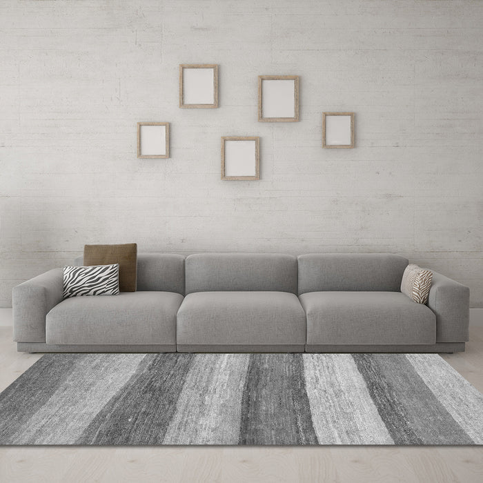 Machine Washable Abstract Gray Modern Rug in a Living Room,, wshabs1379gry