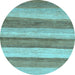 Round Machine Washable Abstract Light Blue Modern Rug, wshabs1379lblu