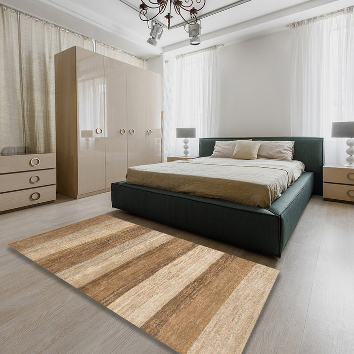 Machine Washable Abstract Brown Sugar Brown Rug in a Bedroom, wshabs1379