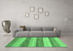 Machine Washable Abstract Emerald Green Modern Area Rugs in a Living Room,, wshabs1379emgrn