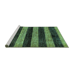 Sideview of Machine Washable Abstract Turquoise Modern Area Rugs, wshabs137turq
