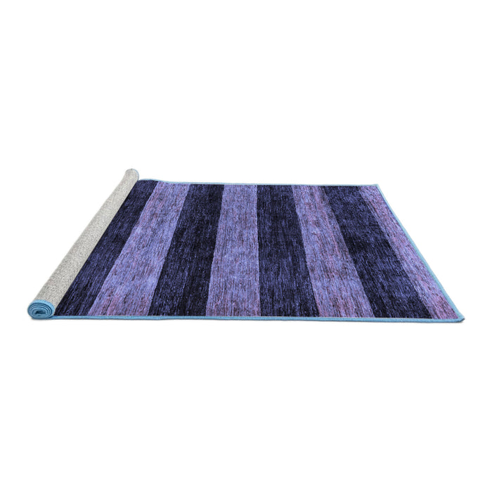 Sideview of Machine Washable Abstract Blue Modern Rug, wshabs137blu