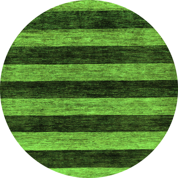 Round Machine Washable Abstract Green Modern Area Rugs, wshabs137grn