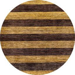 Round Abstract Bakers Brown Modern Rug, abs137