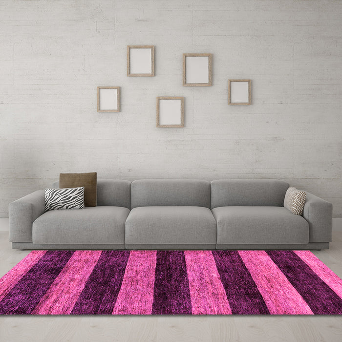 Machine Washable Abstract Pink Modern Rug in a Living Room, wshabs137pnk