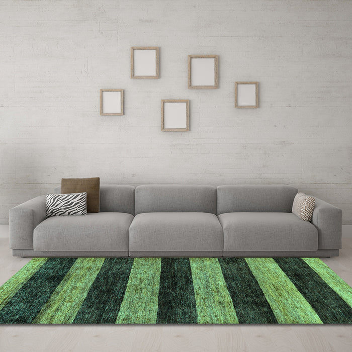 Machine Washable Abstract Turquoise Modern Area Rugs in a Living Room,, wshabs137turq