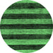 Round Machine Washable Abstract Emerald Green Modern Area Rugs, wshabs137emgrn