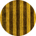 Round Machine Washable Abstract Yellow Modern Rug, wshabs137yw