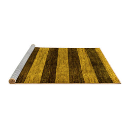 Sideview of Machine Washable Abstract Yellow Modern Rug, wshabs137yw