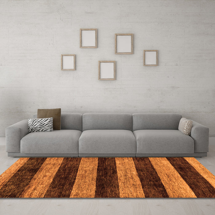 Machine Washable Abstract Orange Modern Area Rugs in a Living Room, wshabs137org