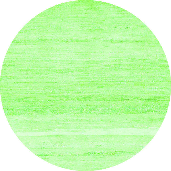 Round Machine Washable Solid Green Modern Area Rugs, wshabs1380grn