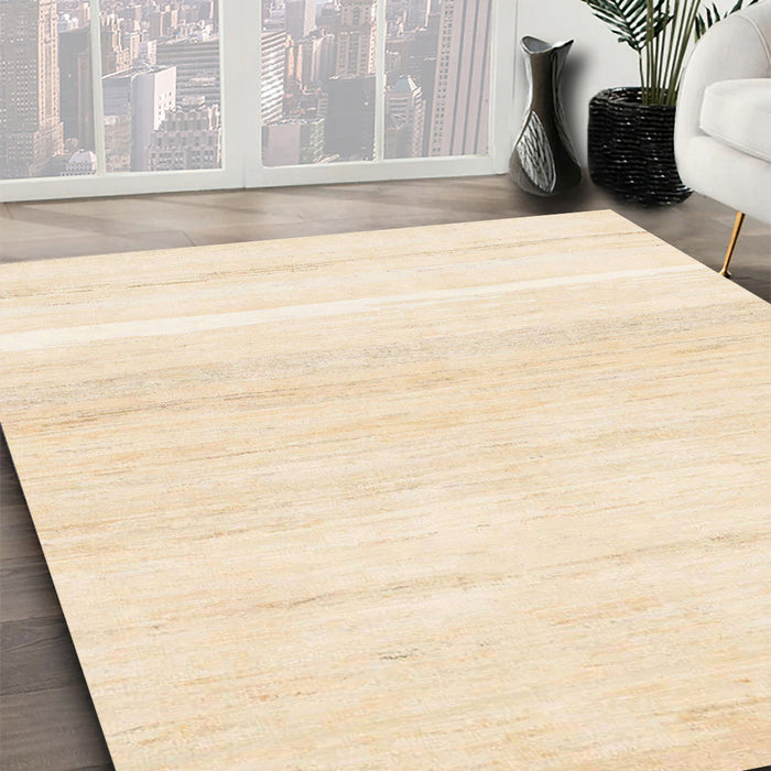 Abstract Khaki Gold Solid Rug in Family Room, abs1380