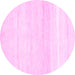 Round Machine Washable Solid Pink Modern Rug, wshabs1380pnk