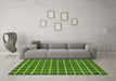 Machine Washable Checkered Green Modern Area Rugs in a Living Room,, wshabs1381grn