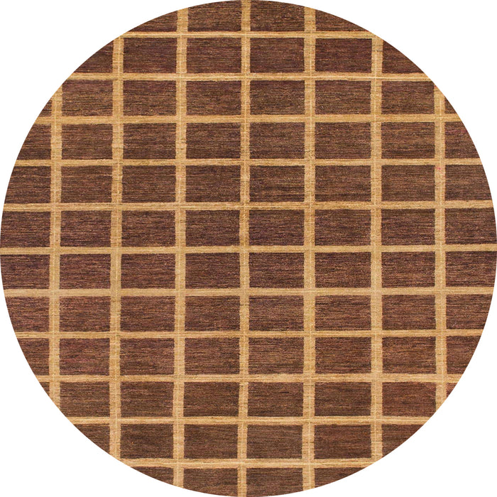 Round Abstract Orange Checkered Rug, abs1381