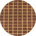 Round Abstract Orange Checkered Rug, abs1381