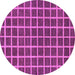 Round Machine Washable Checkered Purple Modern Area Rugs, wshabs1381pur