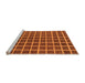 Sideview of Machine Washable Checkered Orange Modern Area Rugs, wshabs1381org