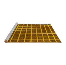 Sideview of Machine Washable Checkered Yellow Modern Rug, wshabs1381yw