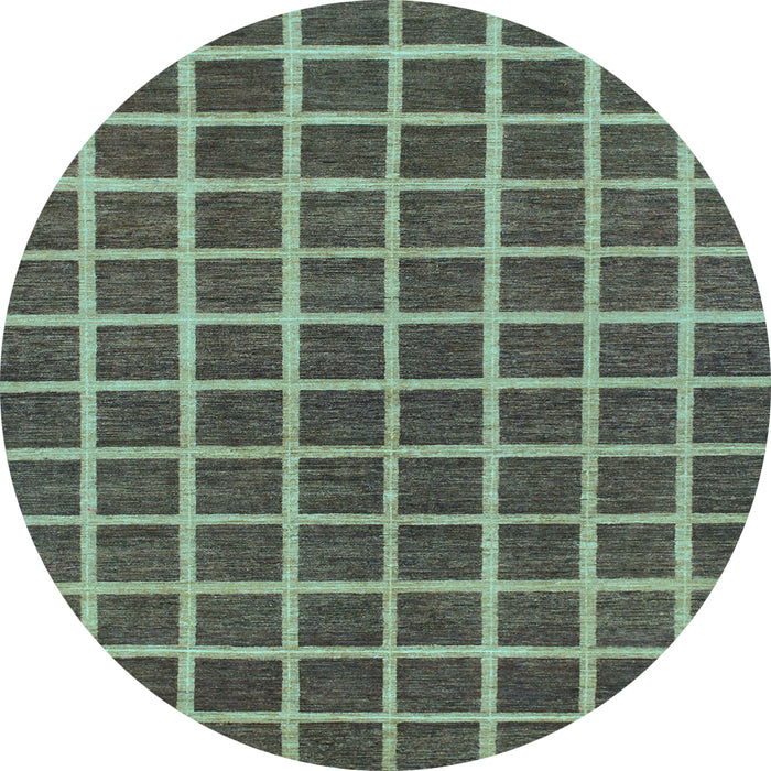 Round Machine Washable Checkered Light Blue Modern Rug, wshabs1381lblu