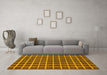 Machine Washable Checkered Yellow Modern Rug in a Living Room, wshabs1381yw