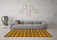 Machine Washable Checkered Yellow Modern Rug, wshabs1381yw