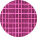 Round Checkered Pink Modern Rug, abs1381pnk