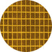 Round Checkered Yellow Modern Rug, abs1381yw