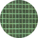 Round Checkered Turquoise Modern Rug, abs1381turq