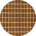 Round Checkered Brown Modern Rug, abs1381brn