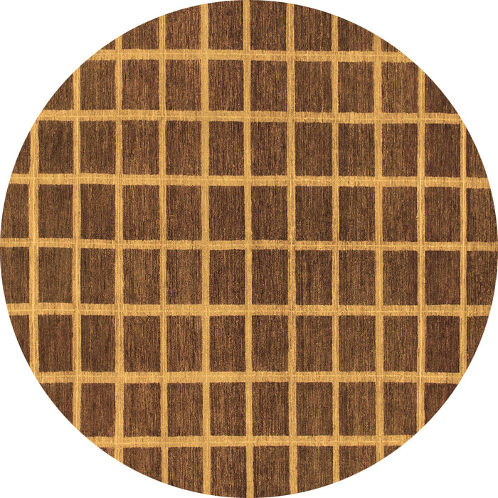 Round Machine Washable Checkered Brown Modern Rug, wshabs1381brn