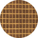 Round Machine Washable Checkered Brown Modern Rug, wshabs1381brn