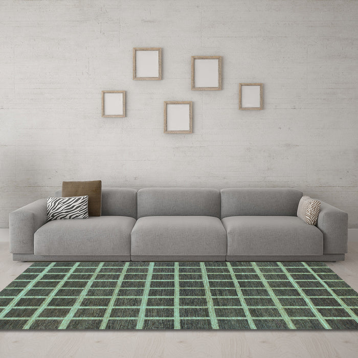 Machine Washable Checkered Light Blue Modern Rug in a Living Room, wshabs1381lblu