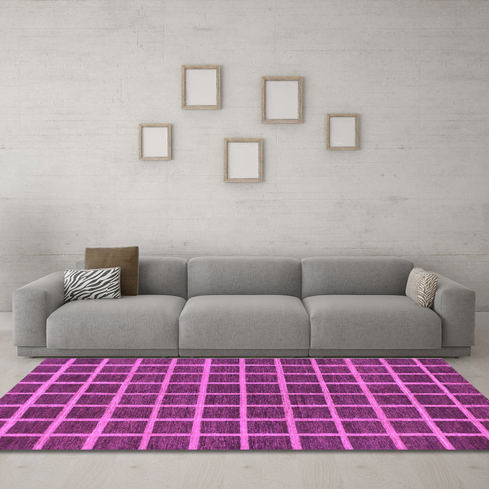 Machine Washable Checkered Purple Modern Area Rugs in a Living Room, wshabs1381pur